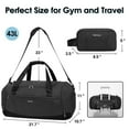 thumbnail image 6 of Gym Bags Set 2Pcs Men's Travel Duffel Bag with Toiletry Pouch Waterproof with Backpack Straps Shoe Compartment Wet Pocket for Women, Black, 6 of 9