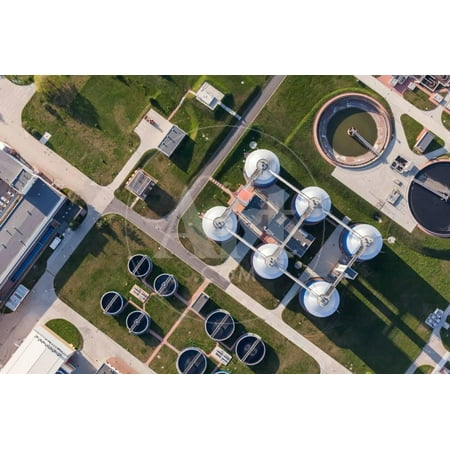 Aerial View of Sewage Treatment Plant in Wroclaw City in Poland Print Wall Art By Mariusz