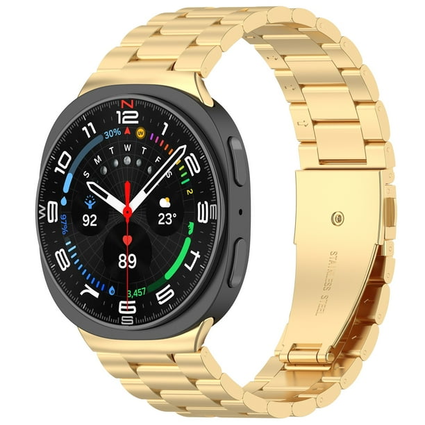 Correa de reloj de acero inoxidable Accesorios para Galaxy Watch8 Diseño clásico y fino Tres cuentas Correa de repuesto duradera y cómoda Compatible con 40 mm y 44 mm