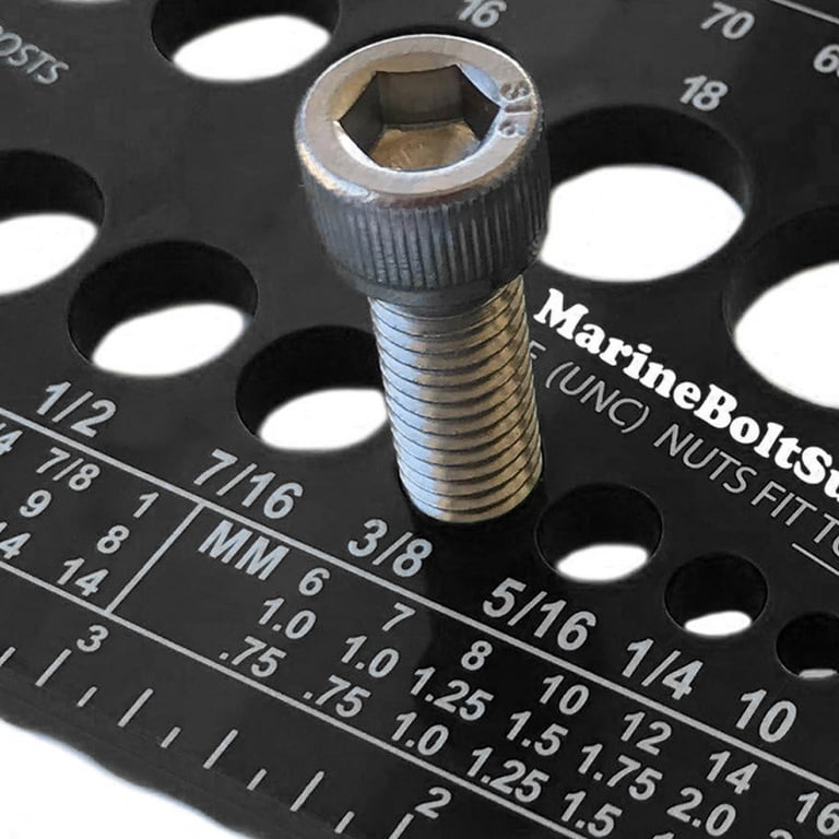 Nut Bolt Size Checker Gauge – Metric & Imperial Thread Tester, Easy ID Tool With Clear Markings, Plastic Construction