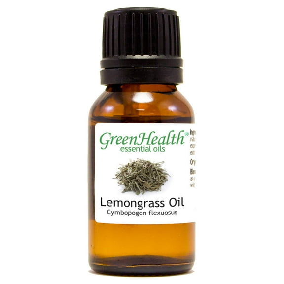 Lemongrass Essential Oil - 1/2 fl oz (15 ml) Glass Bottle w/ Euro Dropper - 100% Pure Essential Oil by GreenHealth