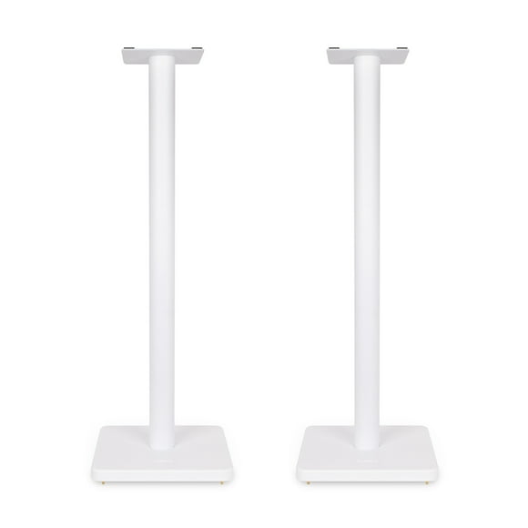 Fluance Floor Speaker Stands for Surround Sound and Bookshelf Speakers with Solid Construction, Adjustable Floor Spikes, Rubber Isolation Feet, Cable Management, Square Base - Matte White/Pair SS05SWH