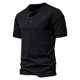 thumbnail image 3 of Camiseta de manga corta de algodón de color liso con cuello Henry de verano, 3 of 5