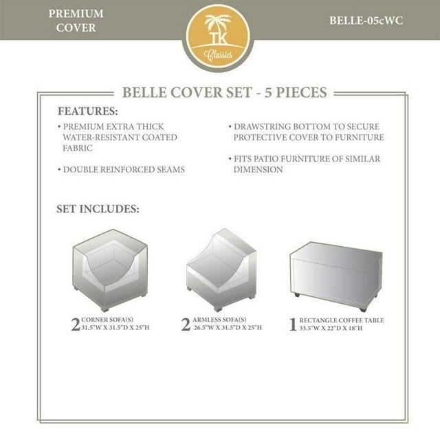 TKC Belle 5 Piece All Weather Cover Set in Beige
