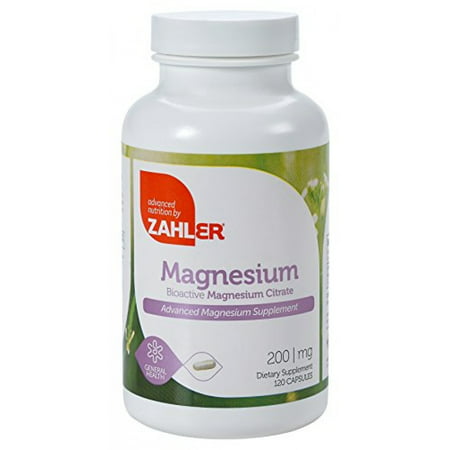 Zahler Magnesium Citrate, All Natural Supplement with Maximum Absorption, Helps Maintain Normal Muscle and Nerve Function, Certified Kosher, 200mg, 120