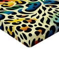 thumbnail image 2 of Ambesonne Leopard Print Fitted Sheet, in Rainbow Colors, Queen Size, Yellow and Multicolor, 2 of 3