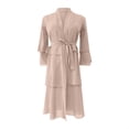 thumbnail image 5 of Girls Long Sleeve Tiered Maxi Dress with Belt & Pockets for Party Church, Beige, Sizes 5-6 to 13-14 Years,Size 9-10 T, 5 of 8