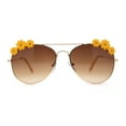 thumbnail image 3 of Girls Kids Size Daisy Jewel Tear Drop Officer Style Metal Rim Sunglasses Gold Yellow / Brown, 3 of 4