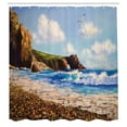 thumbnail image 3 of Ambesonne Ocean Shower Curtain, Sea Coast by Beach Rock, 69"Wx70"L, Blue Brown White, 3 of 5