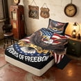 thumbnail image 2 of Manfei American Flag Eagle Twin Sheets, 250 Years of Freedom Print Bedding, Black, Black Reversible 3 Pieces (1 Flat Sheet, 1 Fitted Sheet and 1 Pillowcase), 2 of 6