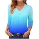 thumbnail image 2 of mfyjkho Tops Elegantes Para Mujer, Camiseta De Mujer De Moda Con Base Degradada De Color Sólido, Largo 3/4, Manga Tres Cuartos, Cuello En V Tops Para Hacer Ejercicio L, 2 of 6