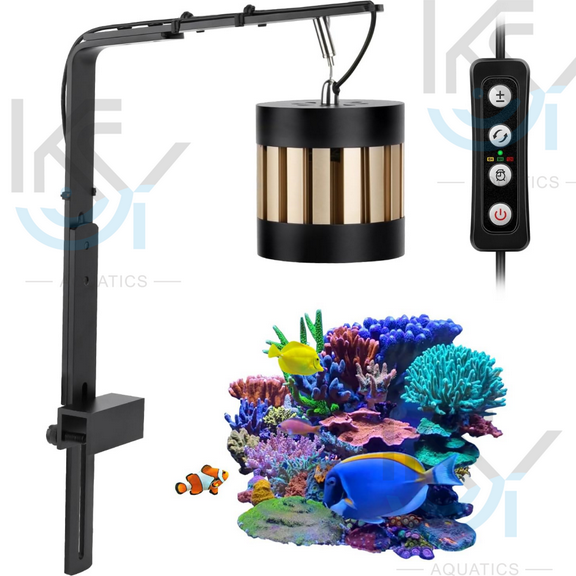 50W Reef LED Aquarium Light, Marine LED Light with 3 Color Modes Adjustable Brightness and Timing Function, with External Controller, Nano Fish Tank Light for Corals SPS LPS Saltwater Tank