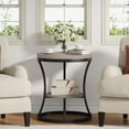 thumbnail image 3 of Condemo 2 Tier Industrial Round End Table, Accent Nightstand with Metal Frame for Living Room, Bedroom, Gray Brown & Black, 3 of 7