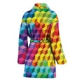thumbnail image 2 of Rainbow Cubes Pattern Women Bathrobe One Size Univeral Fits, Rainbow Colorful Fashion Lightweight Plush Fleece Long Robe For Women, 2 of 3