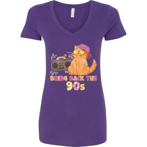 Inktastic Bring Back the 90s Cool Orange Cat Women's V-Neck T-Shirt