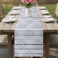 thumbnail image 4 of Nautical Anchor Table Runner 70 Inches, Coastal Ocean Sea Grey Wooden Grain Bed Runner Dresser Scarves Tabletop for Indoor Outdoor Parties/Ceremony/Banquet, 13" x 70", 4 of 9