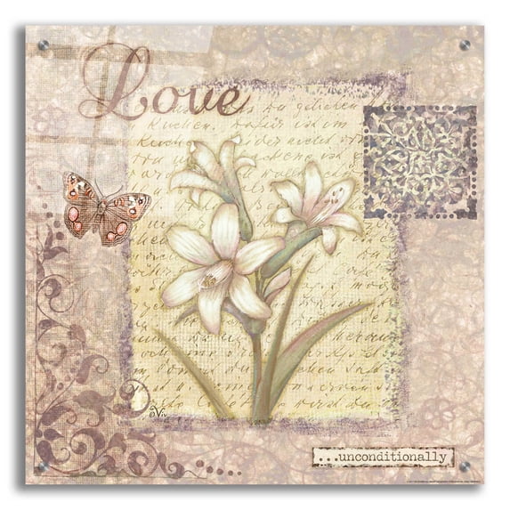 Epic Art 'Word 1 Love' by Viv Eisner, Acrylic Glass Wall Art, 24"x24"