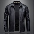 thumbnail image 4 of Abrigo de cuero con cuello alto, chaqueta de moda para hombre, chaqueta de cuero de primavera, ropa delgada y atractiva para primavera y otoño para hombre, 4 of 6