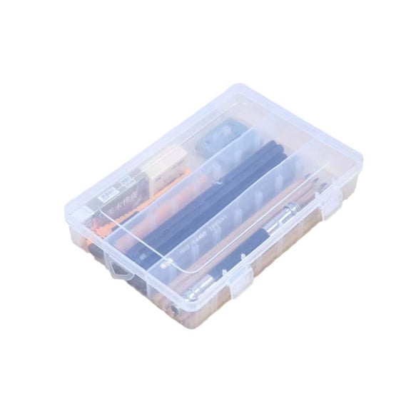 Pencil Box, Large Capacity Pencil Case,1 Pack Plastic Pencil Case Boxes, Clear Crayon Box with Snap-tight Lid Stackable Design, Hard Pencil Case,Supply Boxes for Office Supplies, White