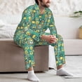 thumbnail image 7 of Naloa Animals with Leaf Men’s Pajamas Set - Long Sleeve Button Down Sleep Shirt and Pajama Bottoms Sleepwear Set-X-Large, 7 of 7