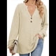 thumbnail image 1 of Camisa Henley de Larga para Mujer, Cuello en V, Suéteres Casuales Elegantes, Ropa de Moda para Otoño. Albaricoque L, 1 of 10