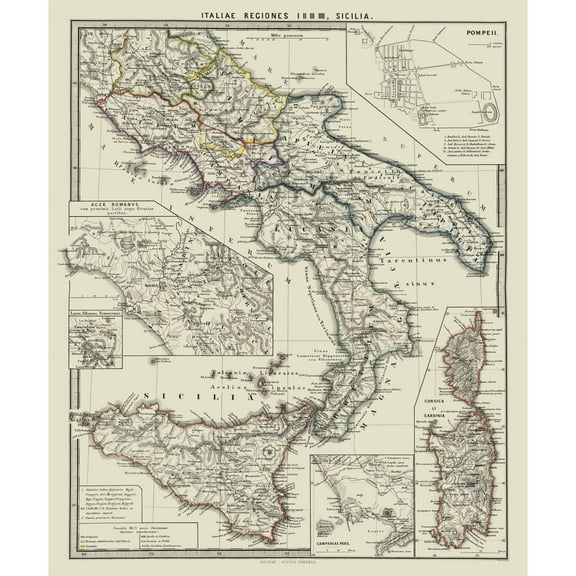Historic Map - Italy South - Spruner 1865 - 23 x 27.64 - Vintage Wall Art