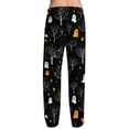 thumbnail image 4 of Boyscolos Halloween Pajama Pants Pumpkins Skeleton Print Pajama Bottoms Cute Soft Long Pjs Pants Lounge Drawstring Trousers Black 2XL, 4 of 5