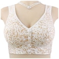 thumbnail image 2 of Daisy Front Closure Bras for Older Women Plus Size No Underwire Seamless Jelly Bra Full Coverage Comfort Wireless Bralettes Leopard Printed Beige 36, 2 of 3