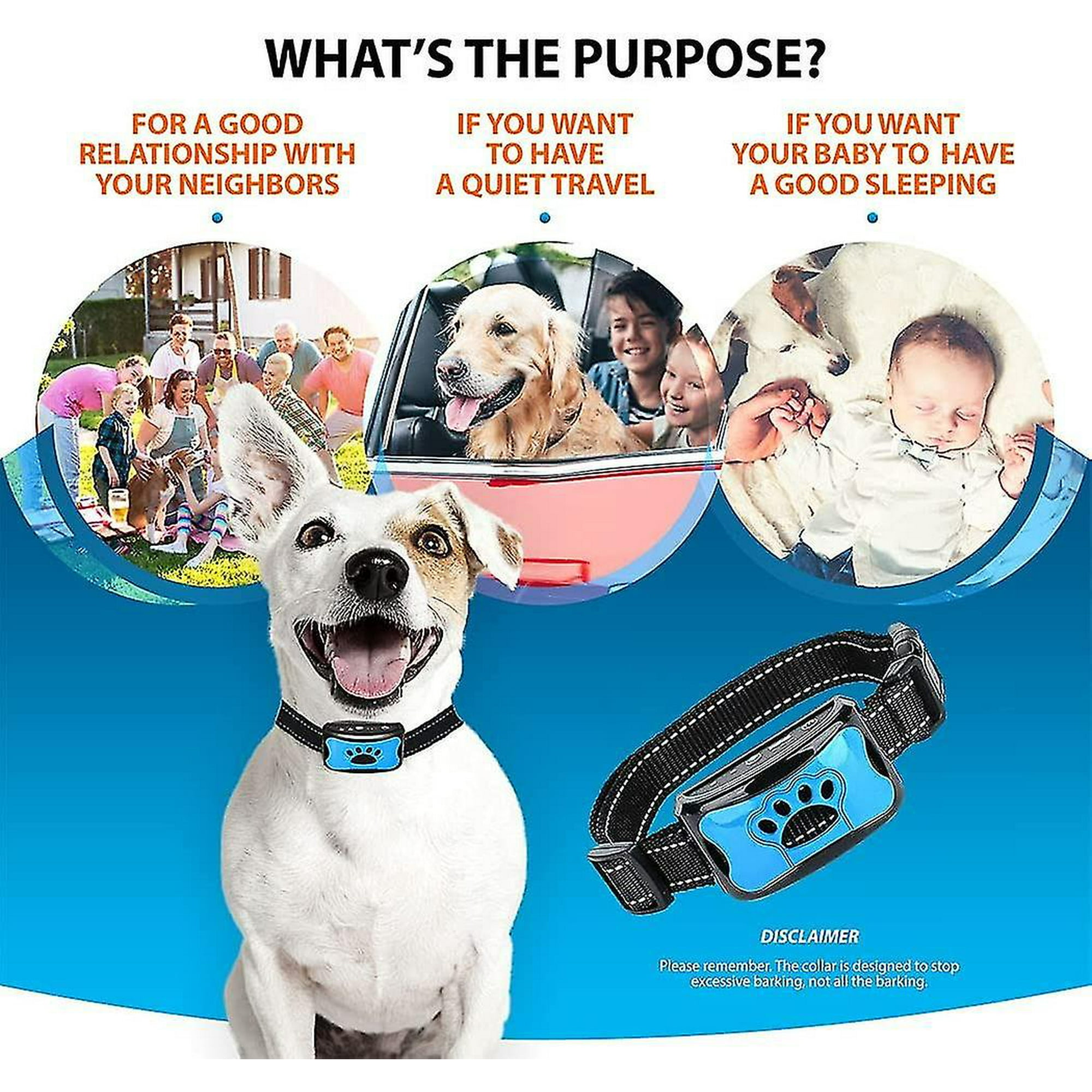 Miofth 3 In1 Anti Bark Dog Collar Excessive Barking Device Safe Harmless Humane Anti bark Training For Small jiue Walmart