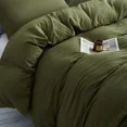 thumbnail image 3 of JOLUSERE 3 Piece 100% Washed Cotton Army Green Duvet Cover Set Luxury Soft and Breatheable Bedding Set with Zipper Closure,King Size, 3 of 8