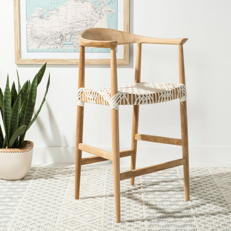 SAFAVIEH Bandelier Coastal Counter Stool Natural White 24.4 in. W x 20 in. D x 41 in. H