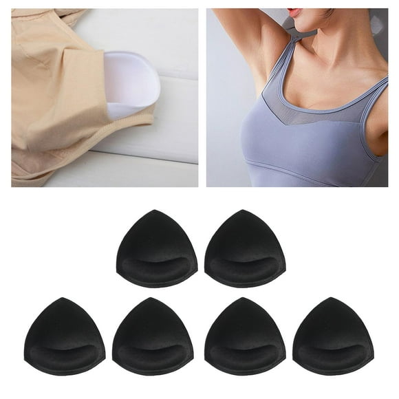 3 Pairs Triangle Bra Inserts Pads Removable Bra Cups Inserts Replacement Pads Sponge Women for Sports Black