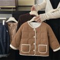 thumbnail image 2 of Aayomet Toddler Winter Coats Contrast-Trim Quilted Button Jacket for Kids Padded Cardigan (Coffee,4-5 Years), 2 of 9