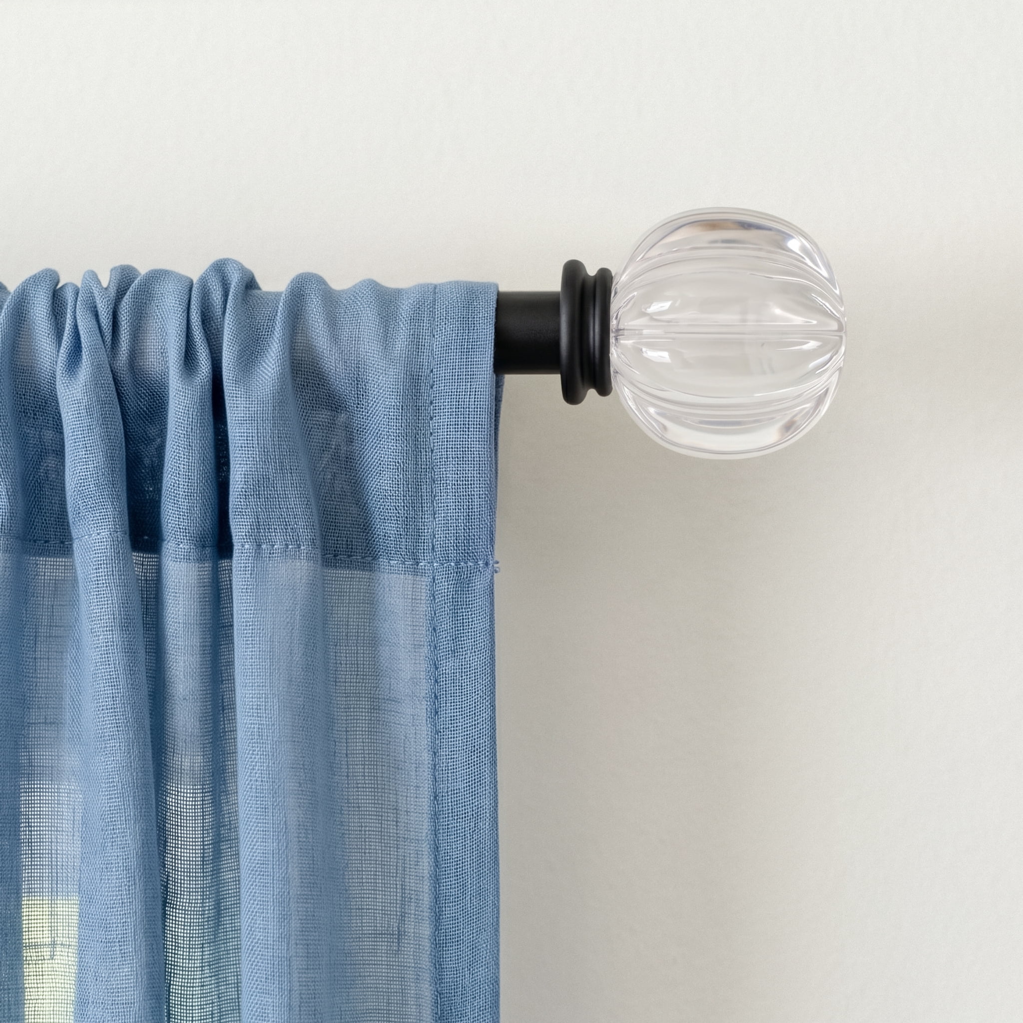 Lumino 5/8" Easy Mount Collection Patsy Matte Black Knob Adjustable Curtain Rod Set, 32-84"