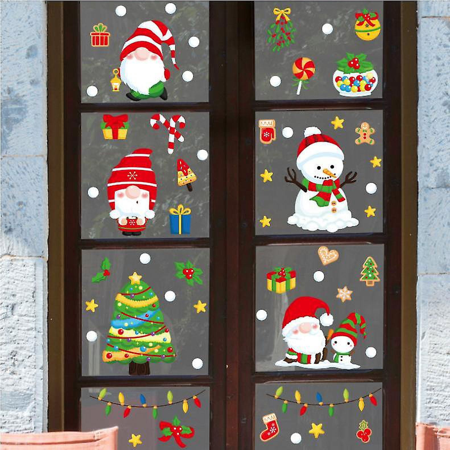Pegatinas Navideñas Para Ventanas - 9 Hojas Con Motivos De Nieve, Renos Y Papá Noel, Reutilizables Y Fáciles De Quitar