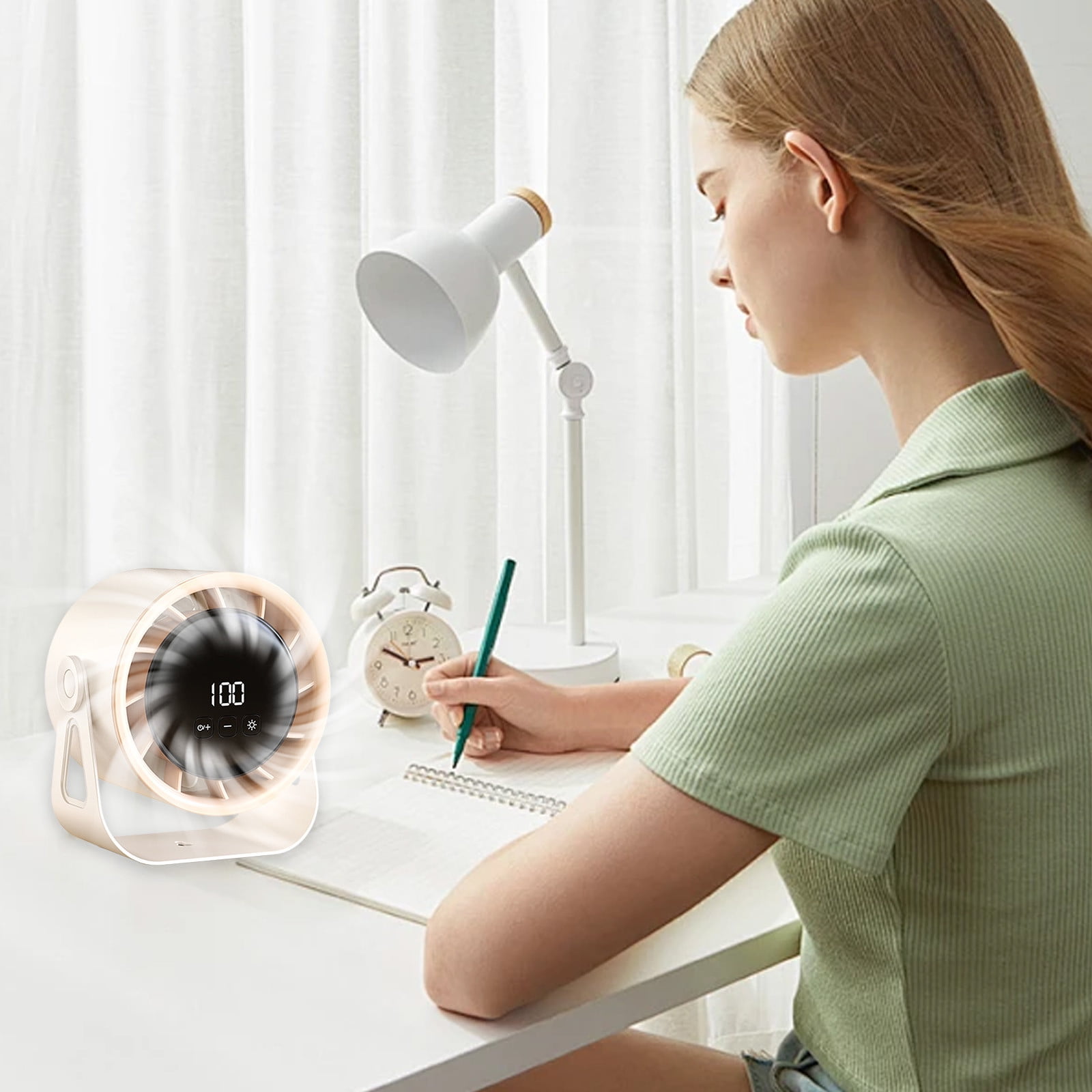 JMKQLZ Sleek Design Desktop Cooling Fan, 2025 New Multi-function LED Digital Display Fan Wireless Portable Household Silent Fan Kitchen Wall Mounted Circulator, Gift to Mom, Child