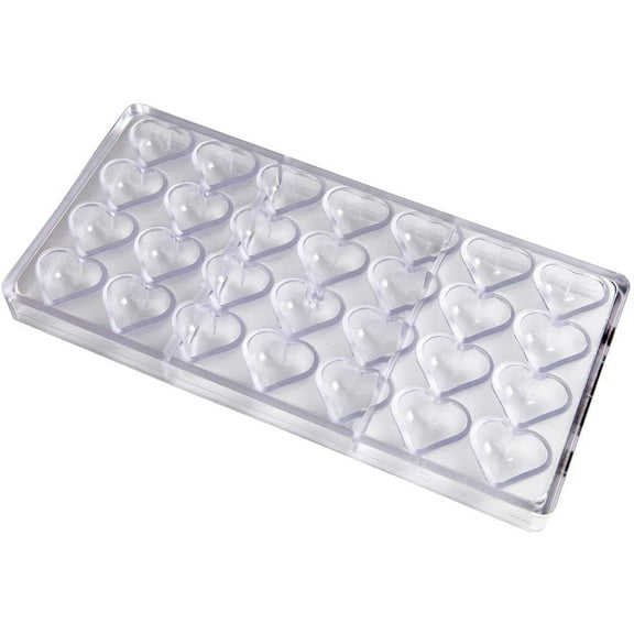 Chocolate World 1526 Polycarbonate Candy Mold with 28 Puffy-Heart Cavities, Each 27mm x 31mm x 17mm High