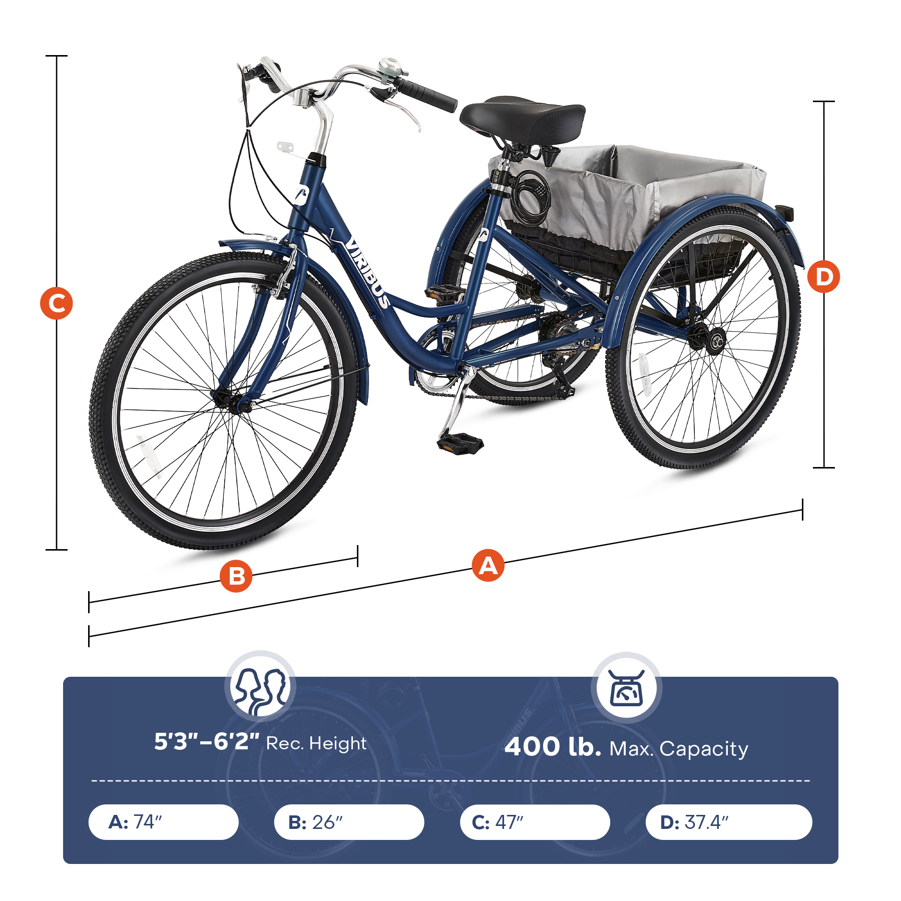 Viribus Hybrid Bike, 700c City Commute Cruiser Bike with 7 Speed Drivetrain 28" Wheel Step Through Frame Front Basket Rear Cargo Rack Dual V Brakes,Pink