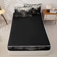 thumbnail image 4 of Feelyou Spooky Western Castle Zipper Queen Comforter Set with Fitted Sheet and 2 Pillowcases, Halloween Bat Tree Zipper Bedding Set, Black Gray, Black Reversible, 4pcs, 4 of 7