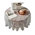 thumbnail image 3 of Lace Tablecloth Embroidered Elegant Floral Patterns Table Cloth Round Overlay Table Cover for Wedding Party Holiday Long Dinner Home Decor, 3 of 6