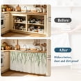 thumbnail image 4 of Green Eucalyptus Leaves Sink Skirt 10"W x 11"L,Dustproof Under Sink Curtain Skirt for Bathroom Kitchen,Rustic Weep Botanical Leaf Beige Adhesive Short Vanity Curtains Cover for Laundry Closet, 4 of 8
