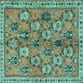 thumbnail image 1 of Ahgly Company Machine Washable Indoor Square Persian Turquoise Blue Traditional Area Rugs, 5' Square, 1 of 4