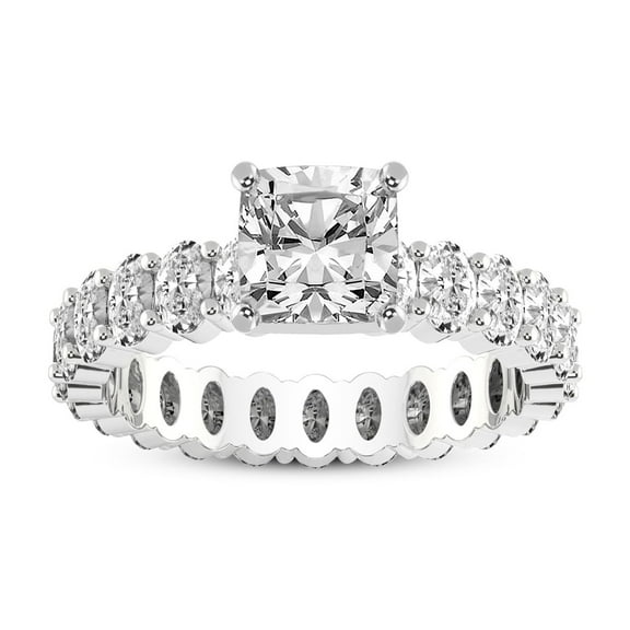 2 Carat IGI Certified Cushion Shape Lab Grown Diamond Engagement Ring | 14K White Gold | Celeste Side Oval Diamond Eternity Lab Diamond Ring | FG-VS1-VS2 Quality Friendly Diamonds