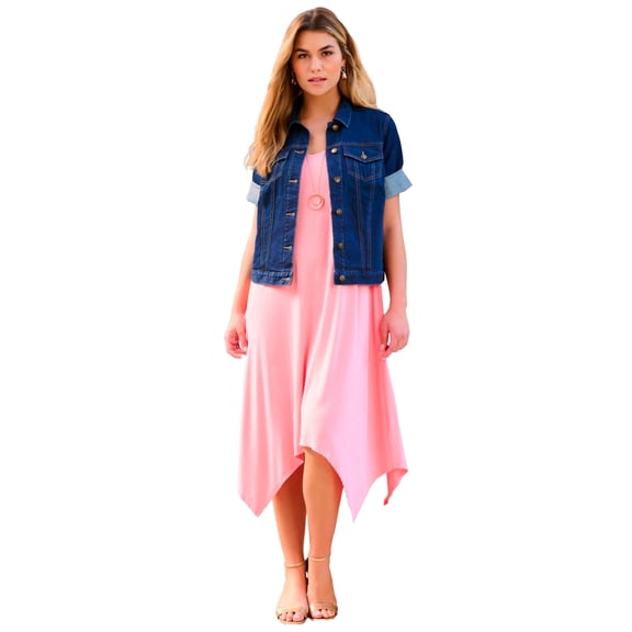Roaman's Women's Plus Size Short-Sleeve Stretch Denim Jacket