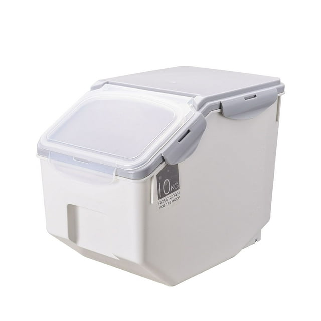 Hbdhejl Ingredient Storage 20L Dispenser Attachable Casters And Airtight Lid Dog Pet Food Storage Container Pp Material Kitchen Rice Cereal Flour