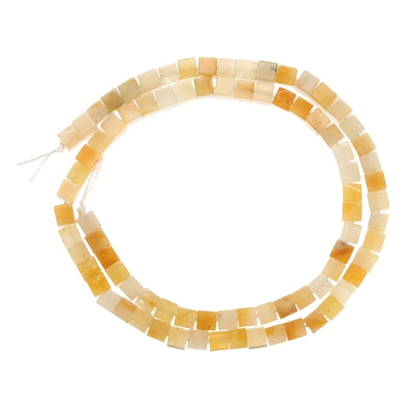 Natural Square Stone Beads 4x4mm 85pcs Cube Loose Semi Gemstone Beads, Yellow
