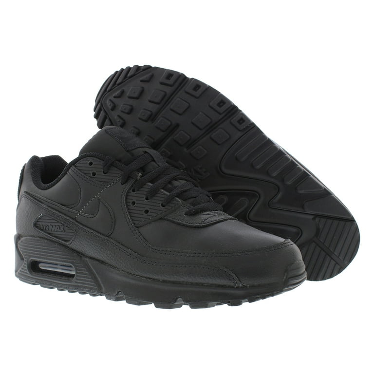 Nike Men's Air Max 90 LTR Leather Triple Black Running Shoes with