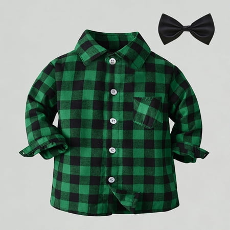Xijirk Boys T Shirts Summer Short Sleeve Plaid Button Down Shirt Comfortable Summer Top for Toddler Kids 3-4 Years