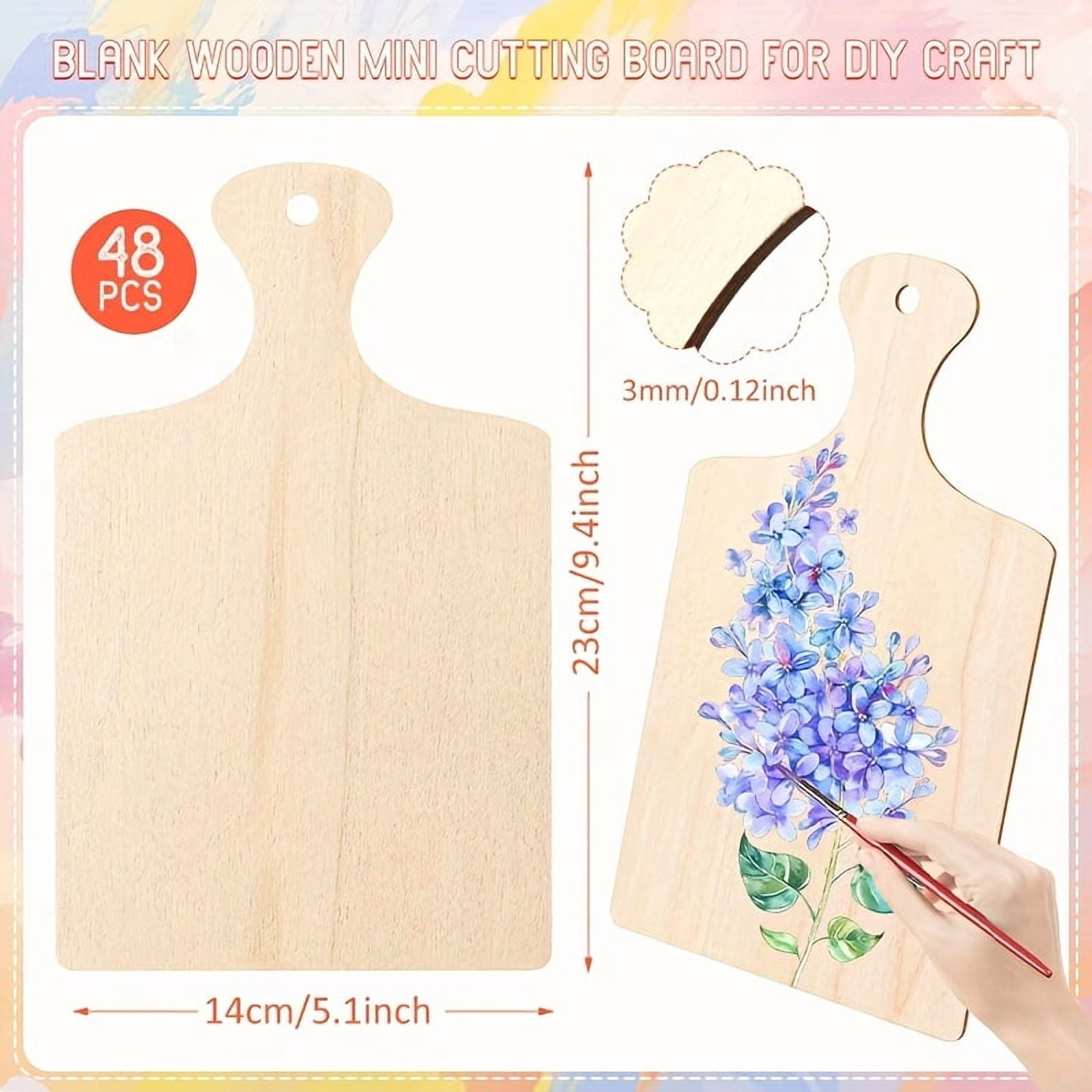 48Pcs Mini Cutting Boards With Handle, Mini Charcuterie Boards, Small Wooden Cutting Board, Unfinished Wood Paddle Boards, Cutting Board for Crafts, Christmas Cooking Decor, Food Display, DIY