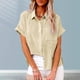 thumbnail image 1 of Camisa Blusa básica de mujer Algodón Lino Blusa de verano Top Casual Color sólido Traje diario Cgtredaw Beige T 3EG para Mujer, 1 of 8